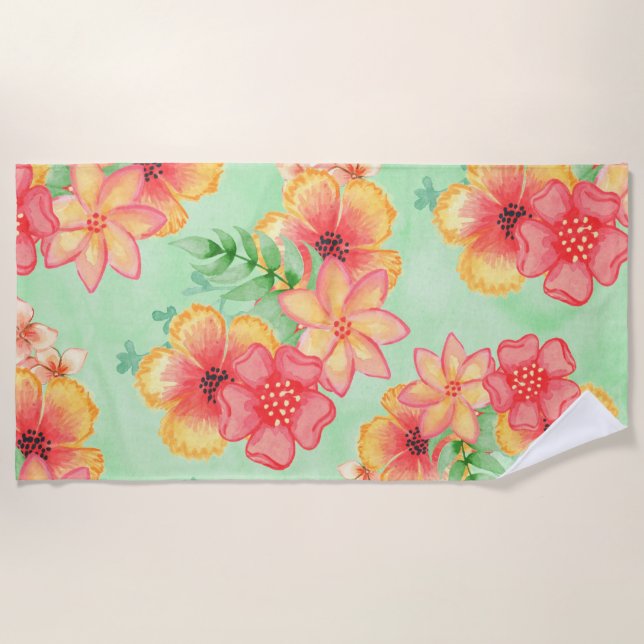 Flowers Beach Towel (Front)