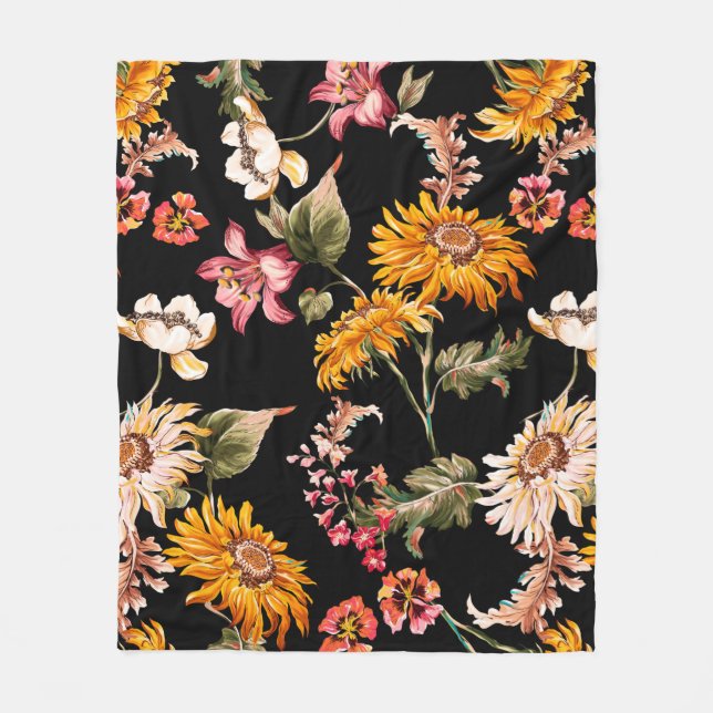 Flowers beautiful pattern seamless. Fabric texture Fleece Blanket (Front)