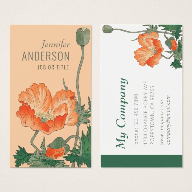 Flowers Beauty Japanese poppy CC0483 Business card (Front & Back)