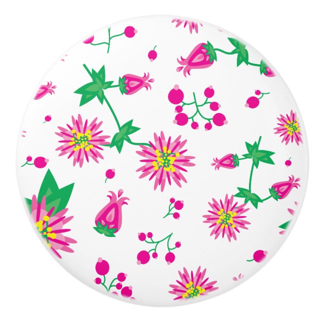 Flowers & Berries Ceramic Knob (Front)