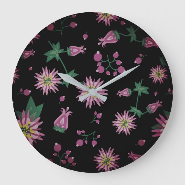 Flowers & Berries Fog Large Clock (Front)