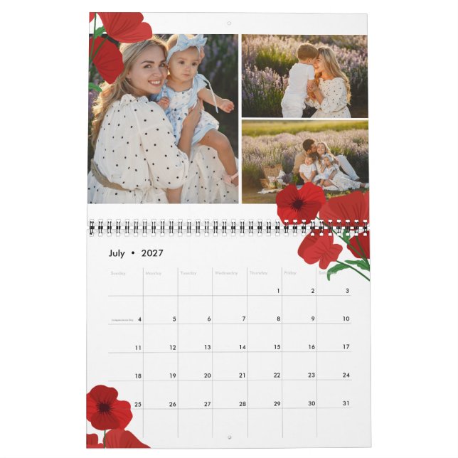 Flowers Berries & Greenery Photo Collage Calendar (Jul 2027)