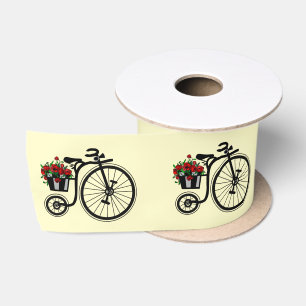 Flowers Bike Ribbon - Custom Colours - Text Satin Ribbon