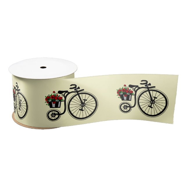 Flowers Bike Ribbon - Custom Colours - Text Satin Ribbon (Spool)