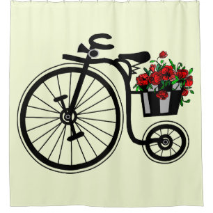 Flowers Bike Shower Curtain Custom Colours - Text