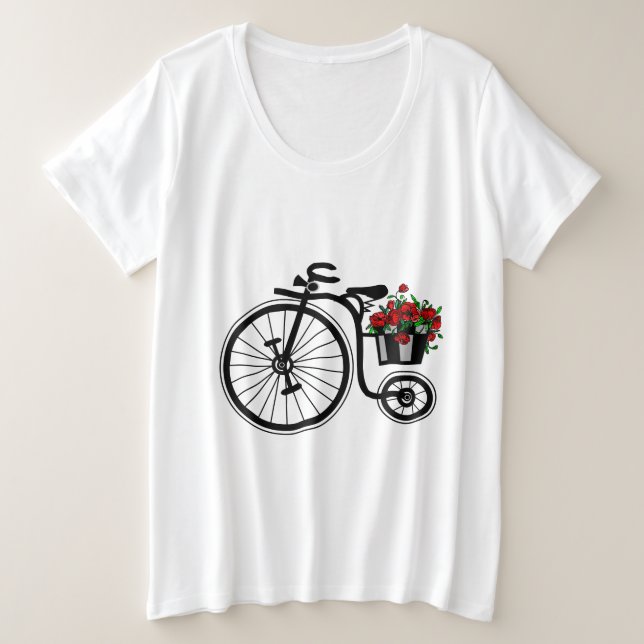 Flowers Bike T-Shirt Plus Size T-Shirt (Design Front)