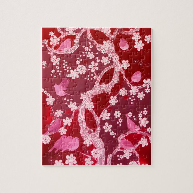 Flowers Bird Cherry Blossoms Blush Pink Jigsaw Puzzle (Vertical)