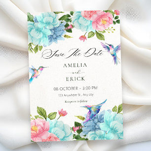 Flowers bird wedding save the date