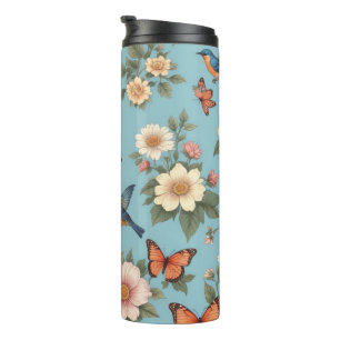 Flowers Birds And Butterflies Thermal Tumbler