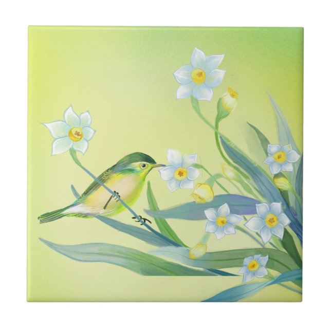 Flowers & Birds Garden-inspired Paintings Tile (Front)
