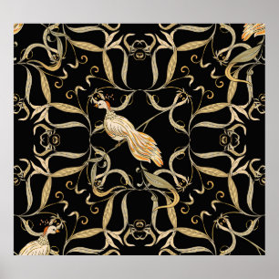 Flowers & Birds: Nouveau Style Vintage Poster