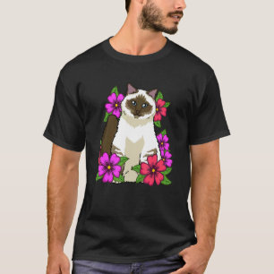 Flowers Birman Cat Women Girls Cat T-Shirt