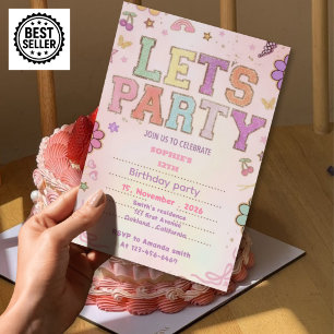 flowers birthday invitation girls