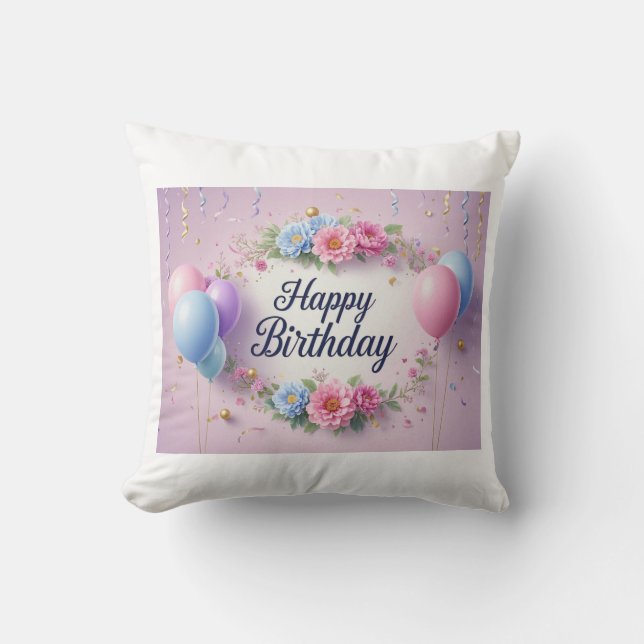 Flowers birthday luxurious elegant extravagant  cushion (Front)