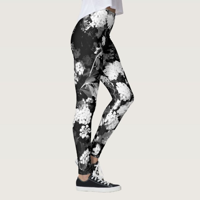 Flowers - black and white leggings (Right)
