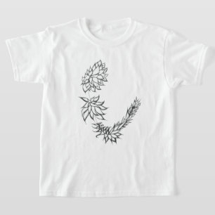 Flowers Black White Abstract Tribal Tattoo Art T-Shirt