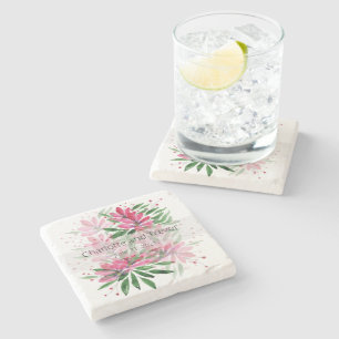 Flowers Bloom Original Art Work Watercolor Stone Coaster