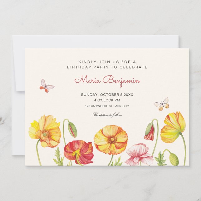 Flowers bloom spring garden  invitation (Front)