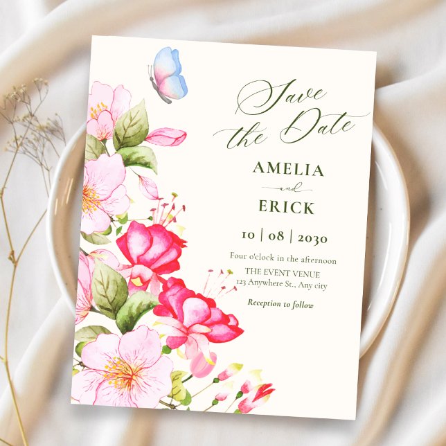 Flowers bloom wedding save the date (Creator Uploaded)