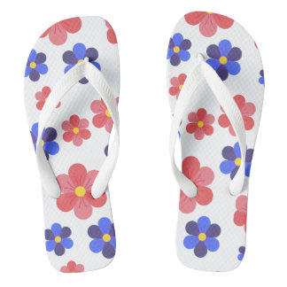 Flowers blue and reds for cute beach wear jandals