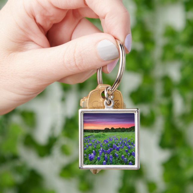 Flowers | Bluebonnets at Sunset Texas Key Ring (Hand)