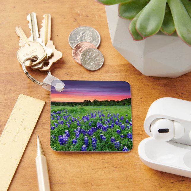 Flowers | Bluebonnets at Sunset Texas Key Ring (Desk)