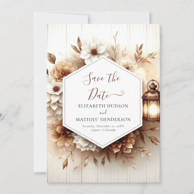 Flowers Boho Rustic Wedding Save The Date (Front)