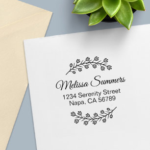 Flowers Botanical Wreath Shaded Address Self-inking Stamp