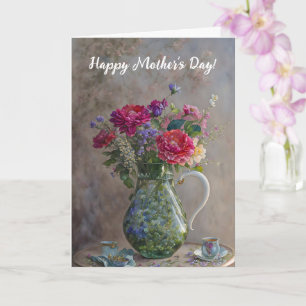 Flowers Bouquet Art Vase Mother's Day Card