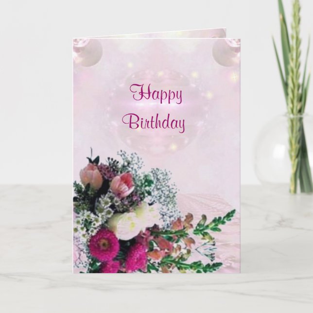 Flowers Bouquet  Birthday Card (Front)