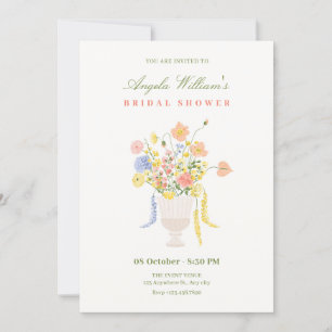 Flowers bouquet bridal shower invitation