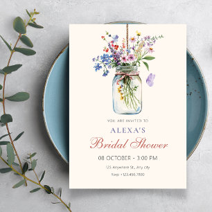 Flowers bouquet bridal shower invitation