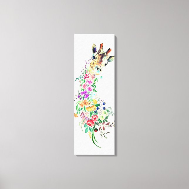 Flowers Bouquet Giraffe Canvas Print - Painting (Front)