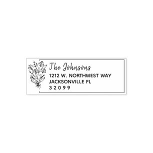 Flowers Bouquet Illustration Return Address Self-inking Stamp