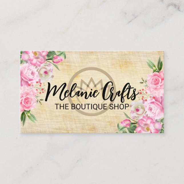 Flowers | Boutique Background Style Business Card (Front)