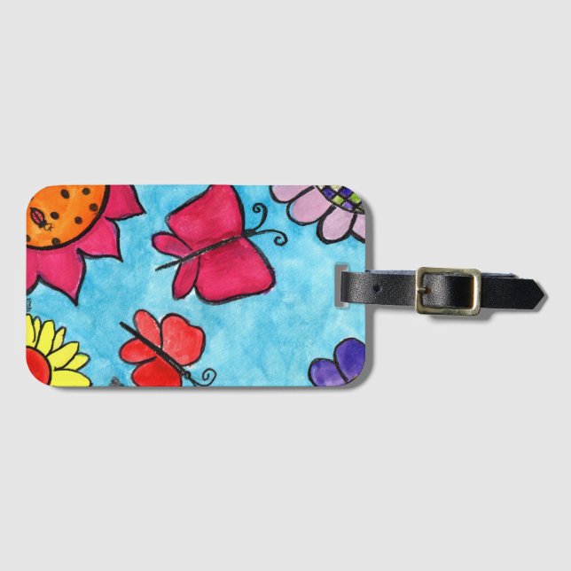 Flowers & Butterflies Bag Tag (Front Horizontal)