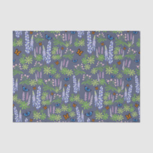Flowers & butterflies decoupage tissue paper lupin