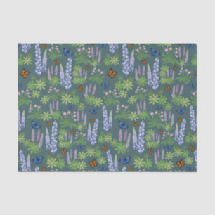 Flowers & butterflies decoupage tissue paper lupin
