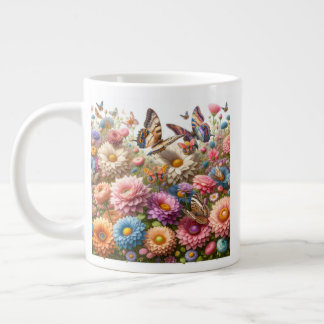 Flowers & Butterflies Large Coffee Mug