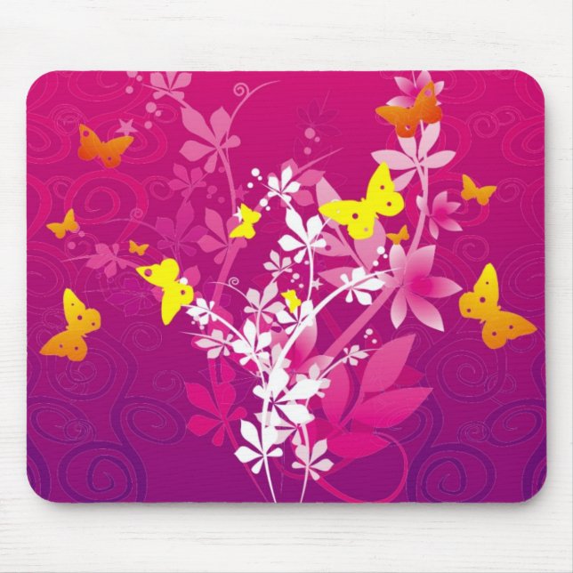 Flowers & Butterflies Mouse Pad (Front)