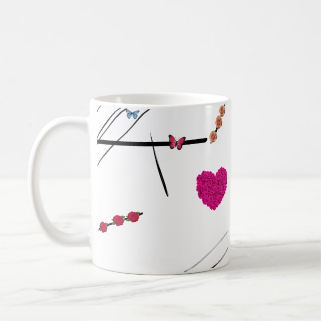 flowers butterfly coffee mug (Left)
