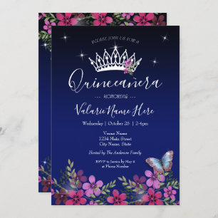 Flowers Butterfly Quinceanera Budget Invitation