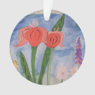 Flowers By The Lake Acrylic Christmas Ornament