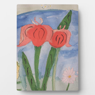 Flowers By the Lake Tabletop Plaque with Easel