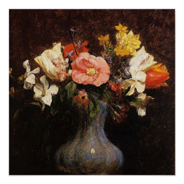 Flowers Camelias and Tulips, fine art, Poster (Front)
