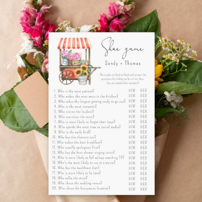 Flowers cart - Shoe game bridal shower game (Creator Uploaded)
