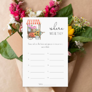Flowers cart - Where were they bridal shower game