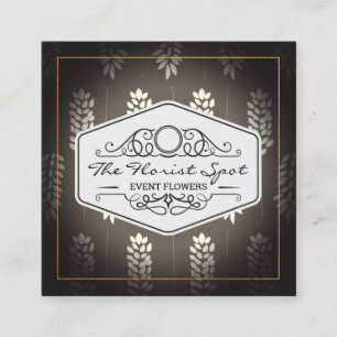 Flowers   Catering   Botanical Pattern Square Business Card