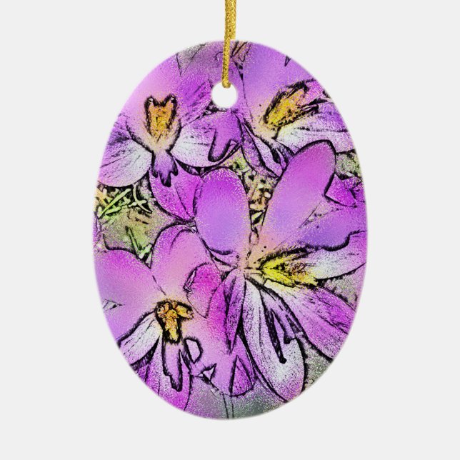 FLOWERS CERAMIC TREE DECORATION (Front)