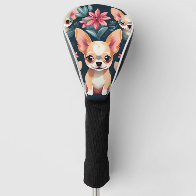 Flowers Chihuahua Pet Golf Head Cover (Front)